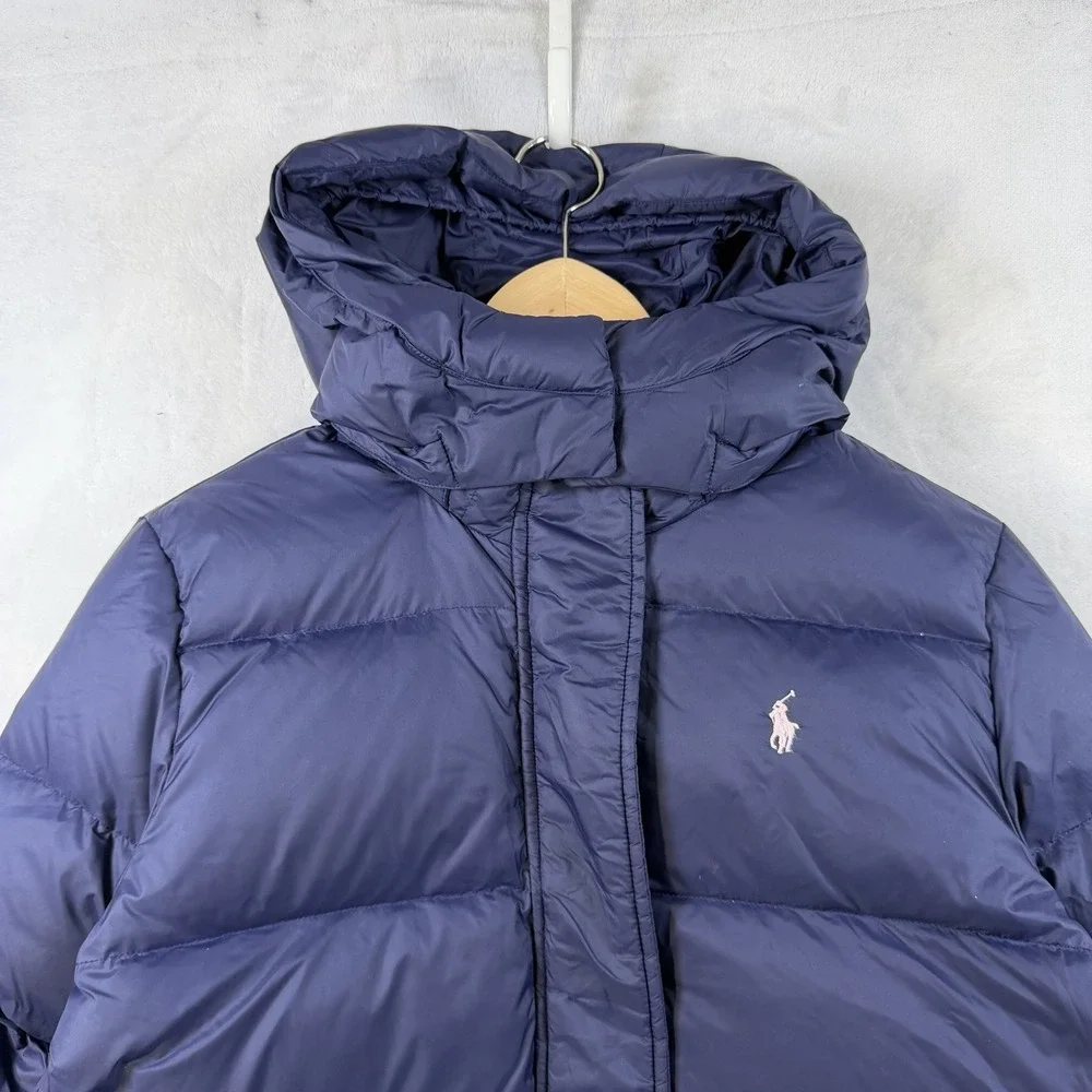 Polo Ralph Lauren Performance Puffer Jacket Boys L Navy Hooded Zip Logo